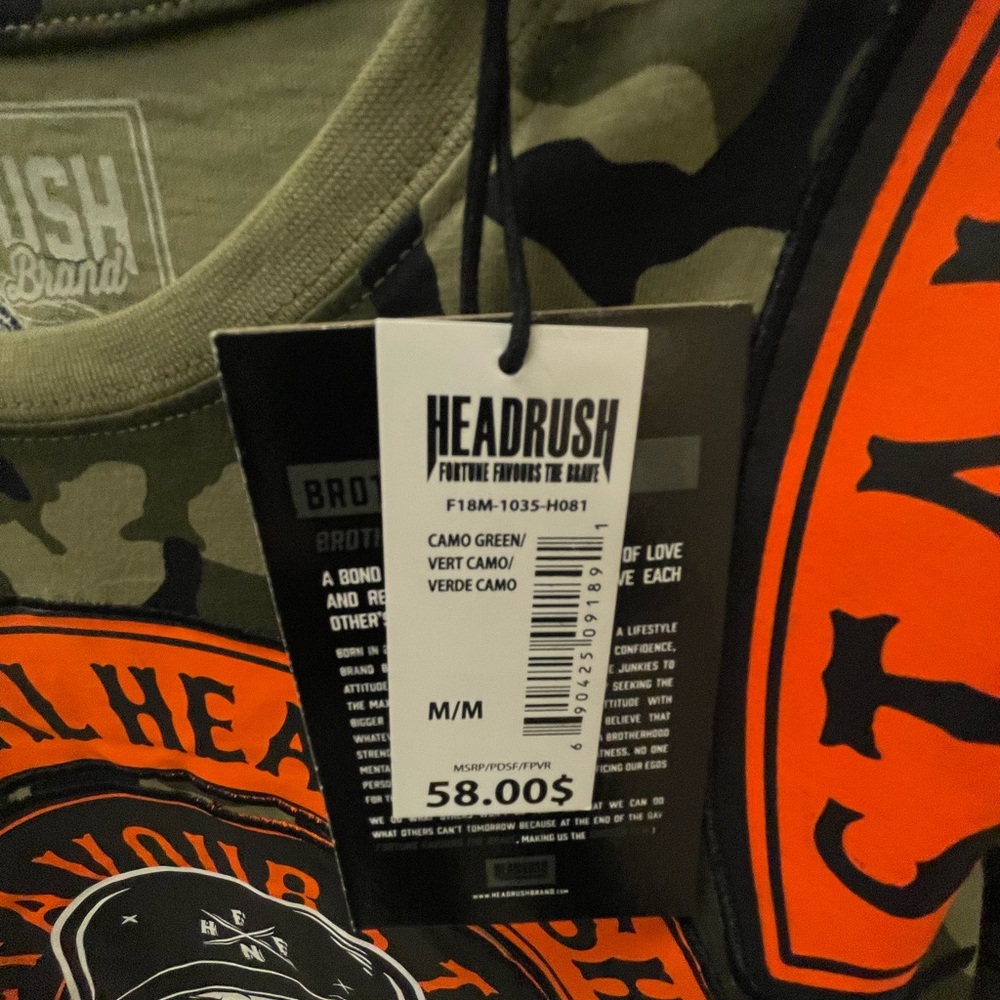 Headrush Camo Green and Orange T-Shirt